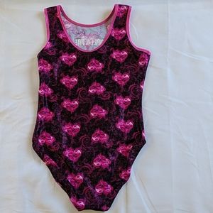 Tumblewear Gymnast Leotard black Pink Girl Size L